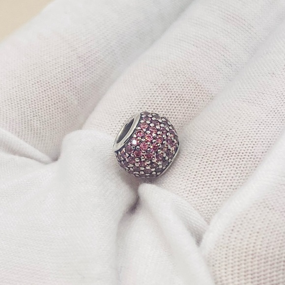 EUC Pandora 791051PCZ Sterling Silver Pave Lights Charm W/ Salmon Zirconia - Picture 3 of 8
